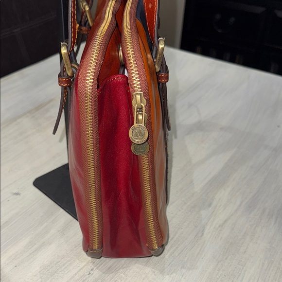 D&D Firenze Stylish Italian Color Block Leather Briefcase in Multicolor Tones - Picture 6 of 16